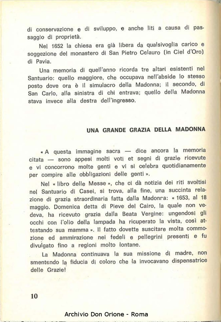 Santuario della Madonna delle Grazie di S. Agostinoi in Casei Gerola (PV). Cenni storici e preghiere, 29-8-1969, pagina 12