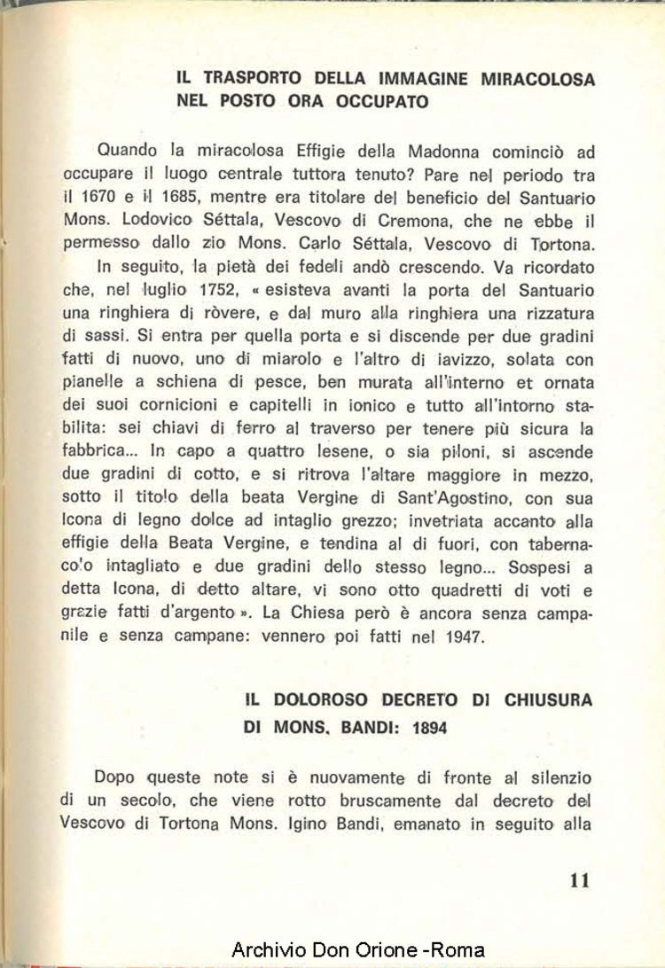 Santuario della Madonna delle Grazie di S. Agostinoi in Casei Gerola (PV). Cenni storici e preghiere, 29-8-1969, pagina 13