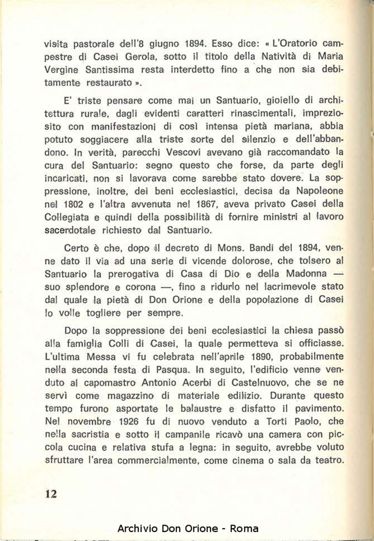 Santuario della Madonna delle Grazie di S. Agostinoi in Casei Gerola (PV). Cenni storici e preghiere, 29-8-1969, pagina 14