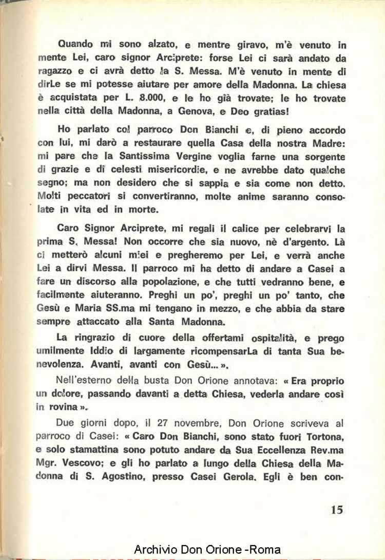 Santuario della Madonna delle Grazie di S. Agostinoi in Casei Gerola (PV). Cenni storici e preghiere, 29-8-1969, pagina 17