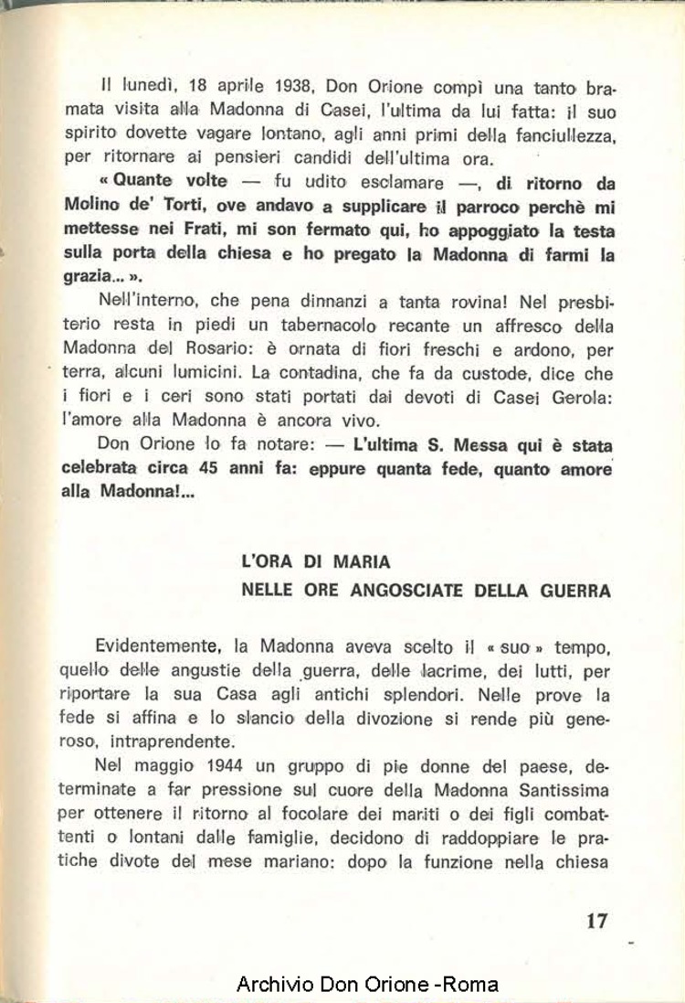 Santuario della Madonna delle Grazie di S. Agostinoi in Casei Gerola (PV). Cenni storici e preghiere, 29-8-1969, pagina 19