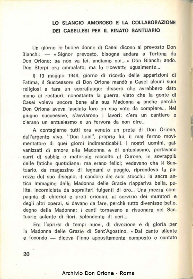 Santuario della Madonna delle Grazie di S. Agostinoi in Casei Gerola (PV). Cenni storici e preghiere, 29-8-1969, pagina 22