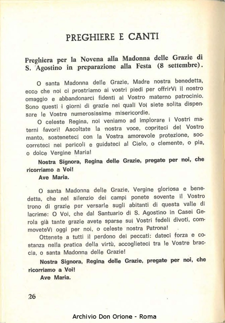 Santuario della Madonna delle Grazie di S. Agostinoi in Casei Gerola (PV). Cenni storici e preghiere, 29-8-1969, pagina 28